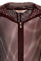 Banned Apparel Liora Red Metallic Fishnet Hoodie - Skull Zip Gothic Outerwear