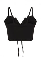 Banned Bernia Black Crop Top with Bat Wing Effect and Lace Up Feature