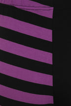 Banned Half Black Half Stripes Leggings - Purple