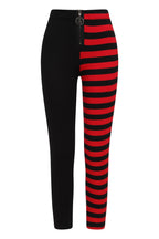 Banned Half Black Half Stripes Leggings - Red