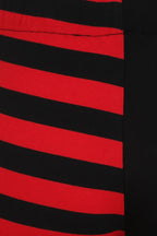 Banned Half Black Half Stripes Leggings - Red