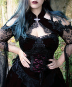 Dark in Love Gothic Black & Red Velvet Lace Corset