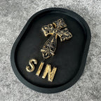 ‘Sin’ Gothic Cross Wall Plaque