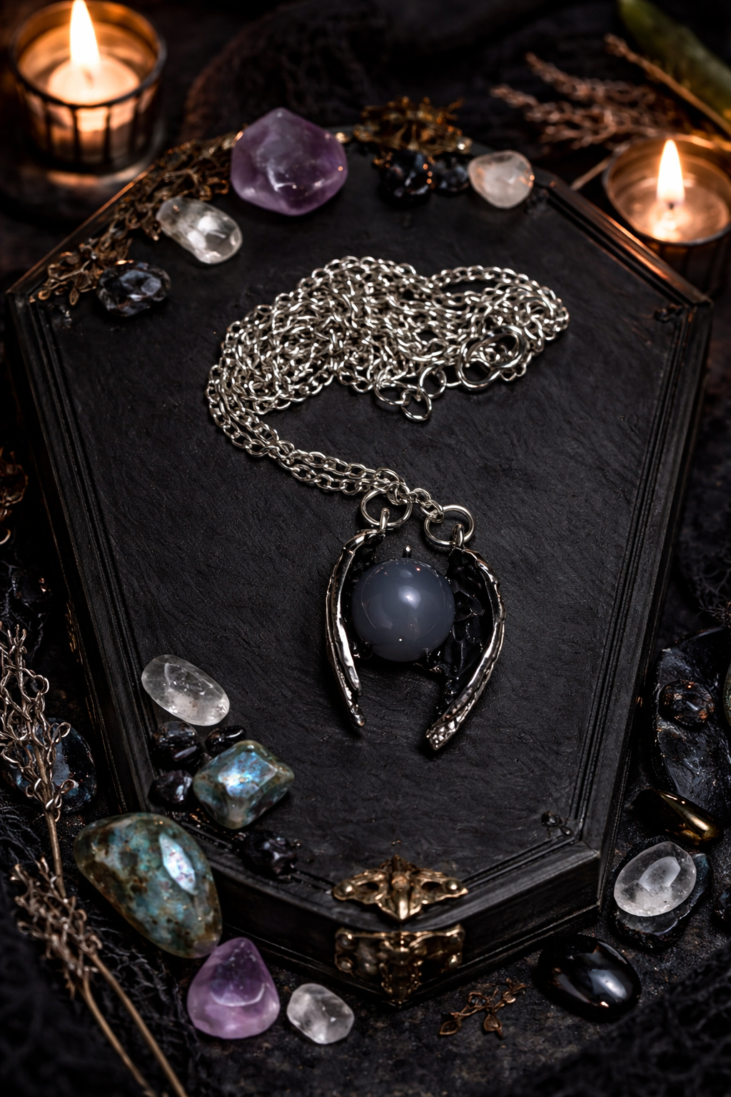 Ethereal Wings Crystal Pendant Necklace | Spiritual Choker for Women & Men