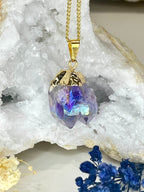 Gold-Plated Aura Amethyst Point Necklace