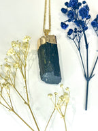 Gold-Plated Black Tourmaline Wand Necklace