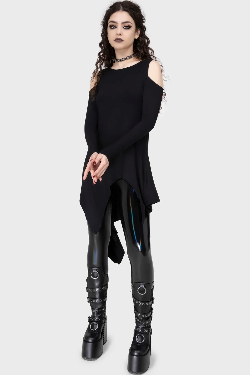 Killstar Darkwaves & Raves Hi-Shine PU Leggings - Size 22 Left Only!