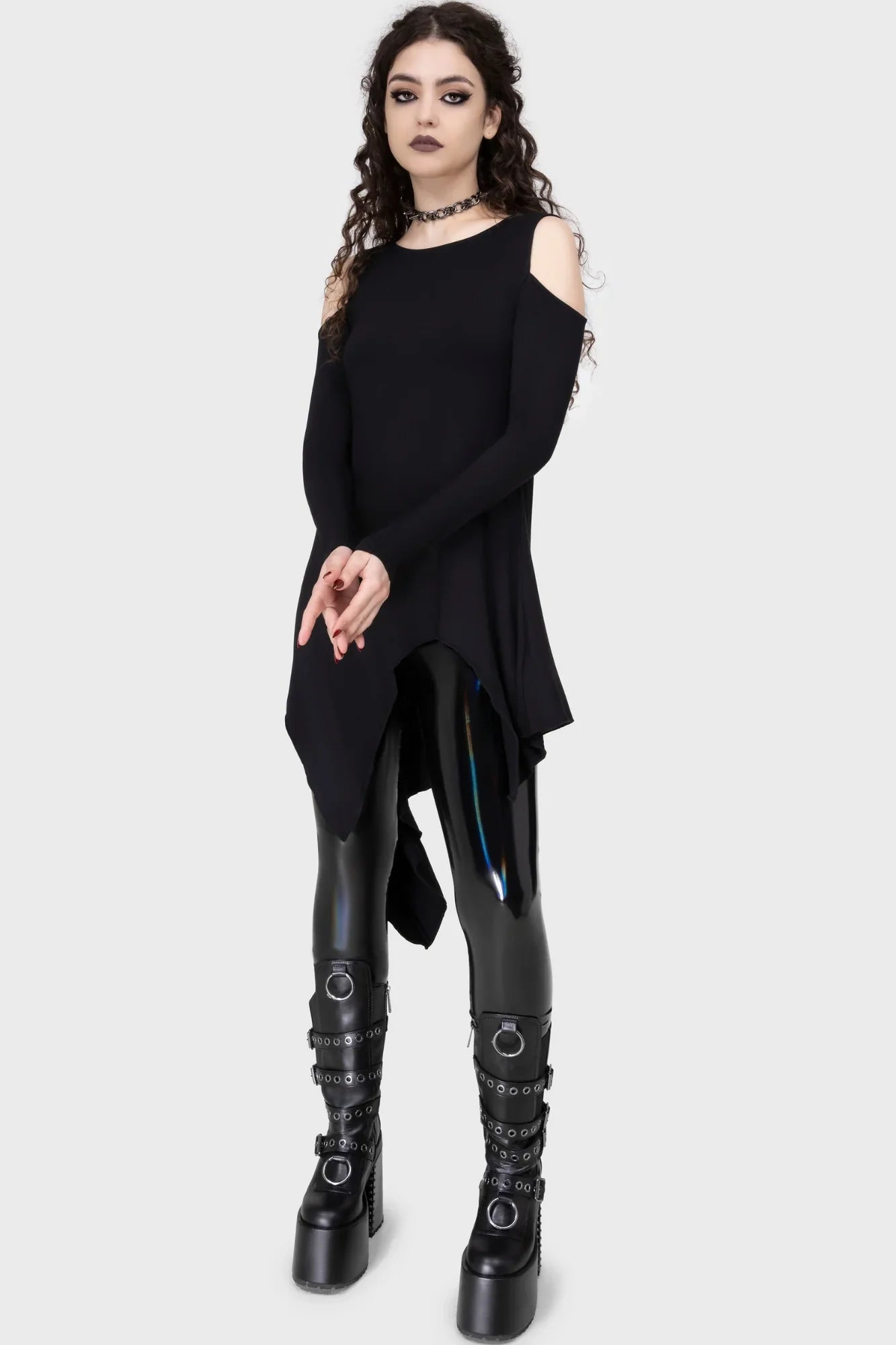 Killstar Darkwaves & Raves Hi-Shine PU Leggings - Size 22 Left Only!