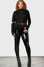 Killstar Darkwaves & Raves Hi-Shine PU Leggings - Size 22 Left Only!