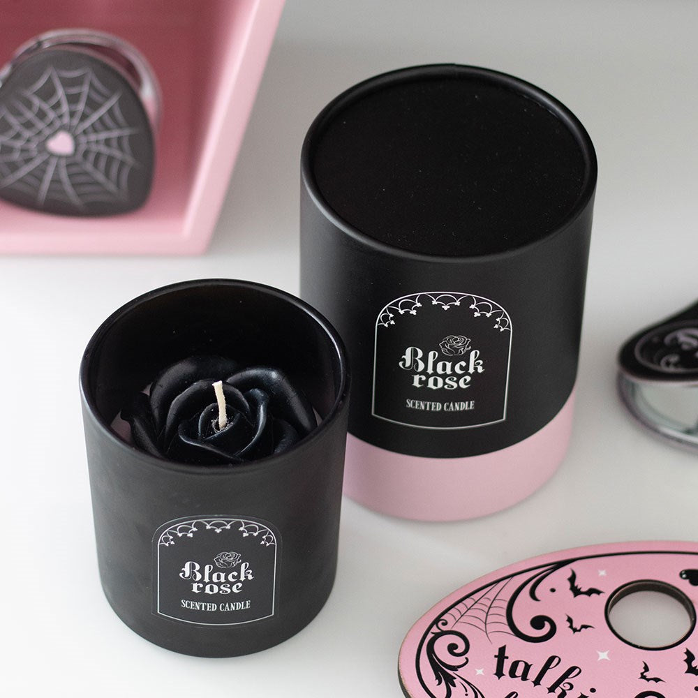 Gothic Gifts Candle of Black Roses with 3D Roses