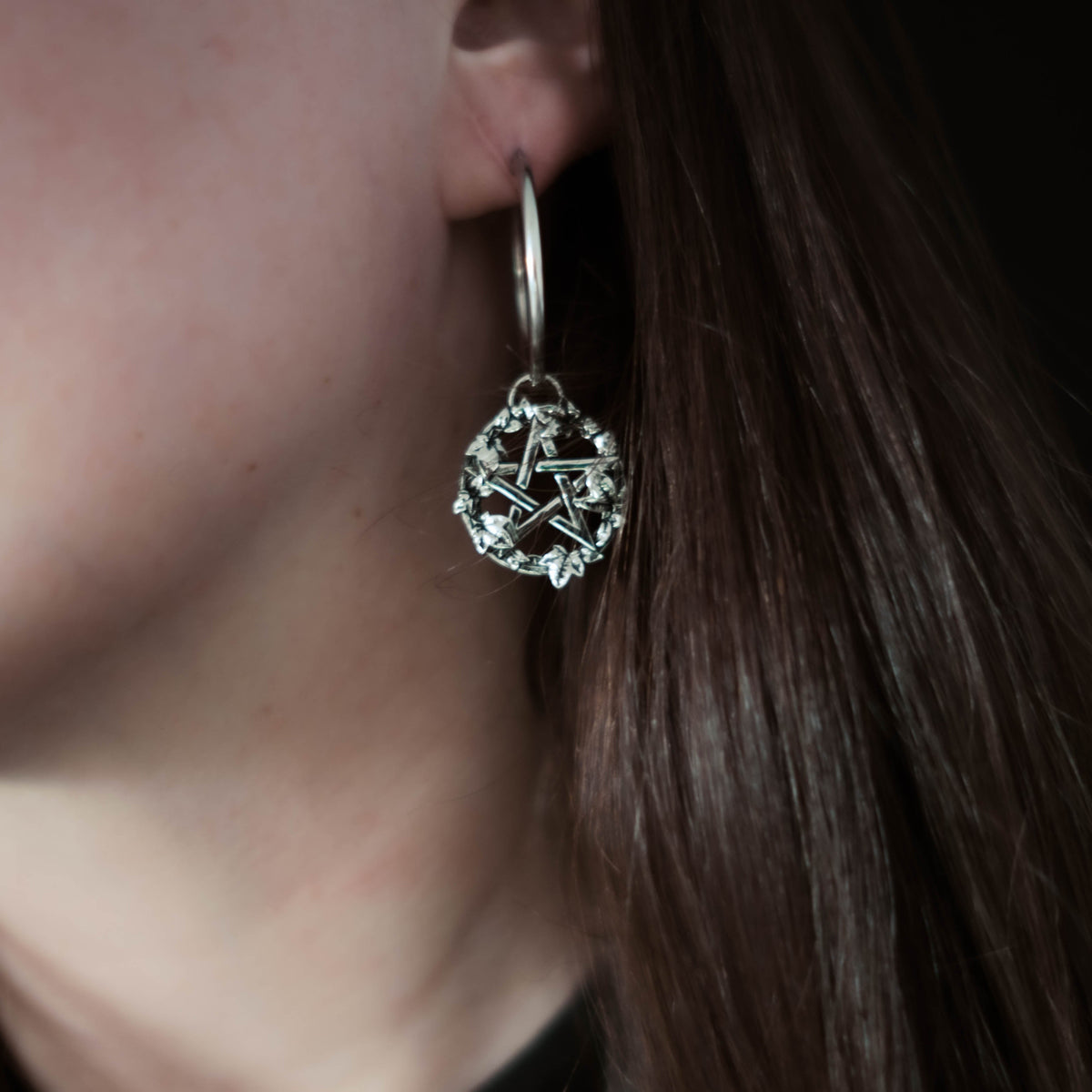 Green Witch Pentacle Hoops
