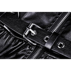 Dark In Love Goth Womenswear Ariella Strap Dress in Black Faux Leather with Ruffles