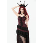 Dark in Love Belladonna Burgundy Brocade and Lace Dress