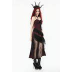 Dark in Love Belladonna Burgundy Brocade and Lace Dress