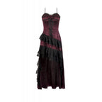 Dark in Love Belladonna Burgundy Brocade and Lace Dress