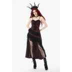 Dark in Love Belladonna Burgundy Brocade and Lace Dress
