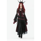 Dark in Love Belladonna Burgundy Brocade and Lace Dress