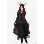 Dark in Love Belladonna Burgundy Brocade and Lace Dress