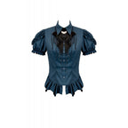Dark in Love Dark Academia Striped Puff-Sleeve Blouse