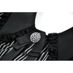 Dark in Love Gothic Peter Pan Collar Lace Shirt - Dark Academia Striped Cotton