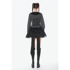Dark in Love Gothic Peter Pan Collar Lace Shirt - Dark Academia Striped Cotton