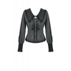 Dark in Love Gothic Peter Pan Collar Lace Shirt - Dark Academia Striped Cotton