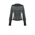 Dark in Love Gothic Peter Pan Collar Lace Shirt - Dark Academia Striped Cotton