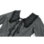 Dark in Love Gothic Peter Pan Collar Lace Shirt - Dark Academia Striped Cotton