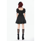 Dark in Love Gothic Lace Square-Neck Puff Sleeve Dress