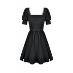 Dark in Love Gothic Lace Square-Neck Puff Sleeve Dress