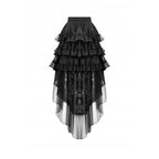 Dark in Love Belladonna Tiered Lace High-Low Goth Skirt in Black