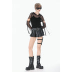 Dark in Love Punk Mesh Hollow-Out Hooded Mesh Top