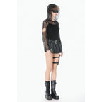 Dark in Love Punk Mesh Hollow-Out Hooded Mesh Top