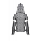 Dark in Love Punk Mesh Hollow-Out Hooded Mesh Top