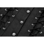 Dark in Love Ruptured Lace-Up Goth Shirt - D-Ring Hardware & Handkerchief Hem