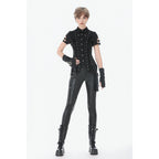 Dark in Love Ruptured Lace-Up Goth Shirt - D-Ring Hardware & Handkerchief Hem