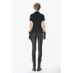 Dark in Love Ruptured Lace-Up Goth Shirt - D-Ring Hardware & Handkerchief Hem