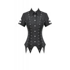 Dark in Love Ruptured Lace-Up Goth Shirt - D-Ring Hardware & Handkerchief Hem
