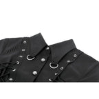 Dark in Love Ruptured Lace-Up Goth Shirt - D-Ring Hardware & Handkerchief Hem
