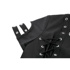 Dark in Love Ruptured Lace-Up Goth Shirt - D-Ring Hardware & Handkerchief Hem