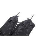 Dark in Love Zemira Goth Dress - 3D Floral Plunge Lace-Up Batwing Bust