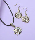 Sun Charm Jewellery Set, Dangly Earring And Necklace Set In Gift Bag, Cord Or Chain Options