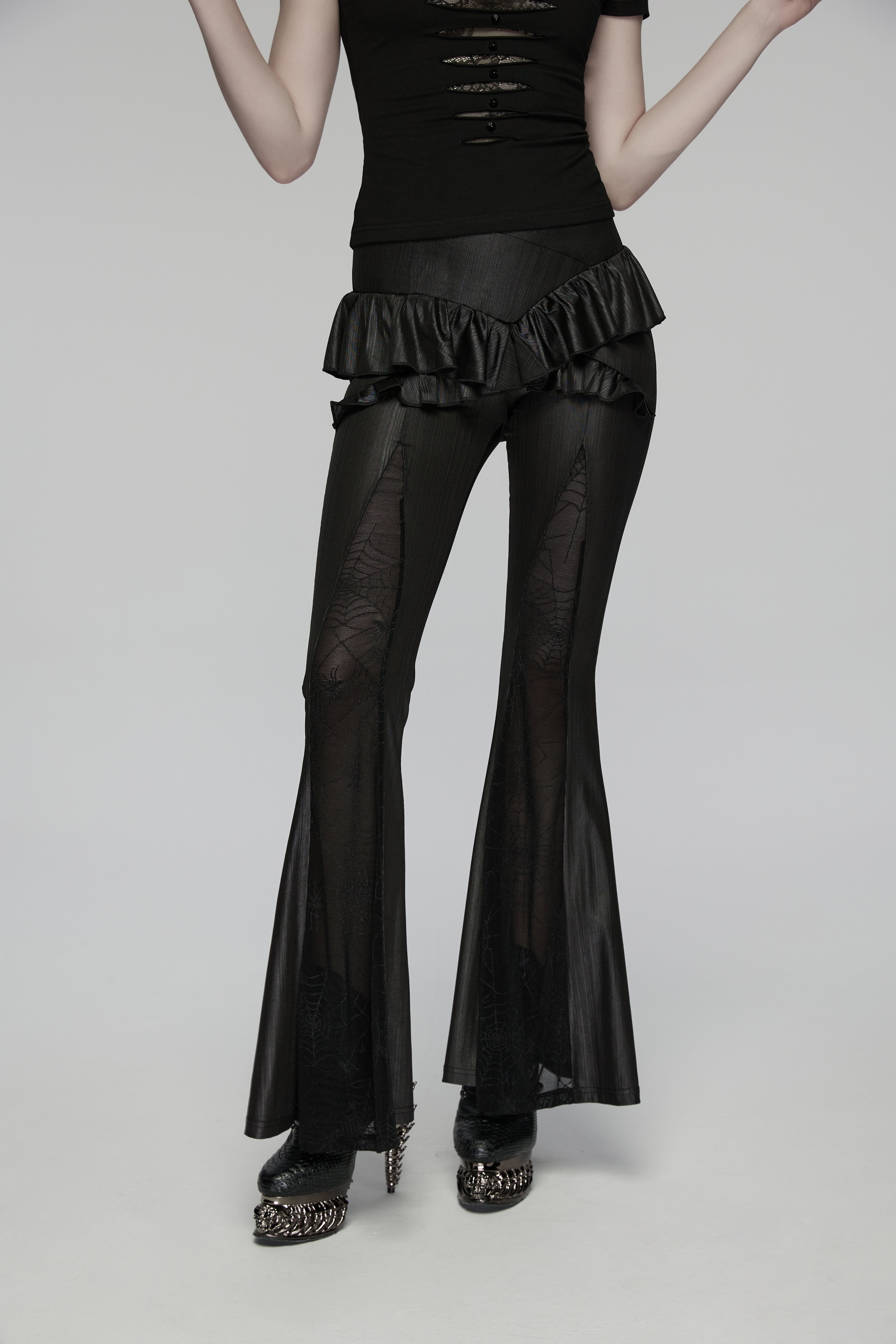 Punk Rave Bellatrix Goth Leggings Flares - Alt Flared Trousers