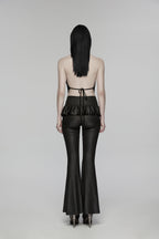 Punk Rave Goth Camisole Top with Feature Embroidery and Tie Back