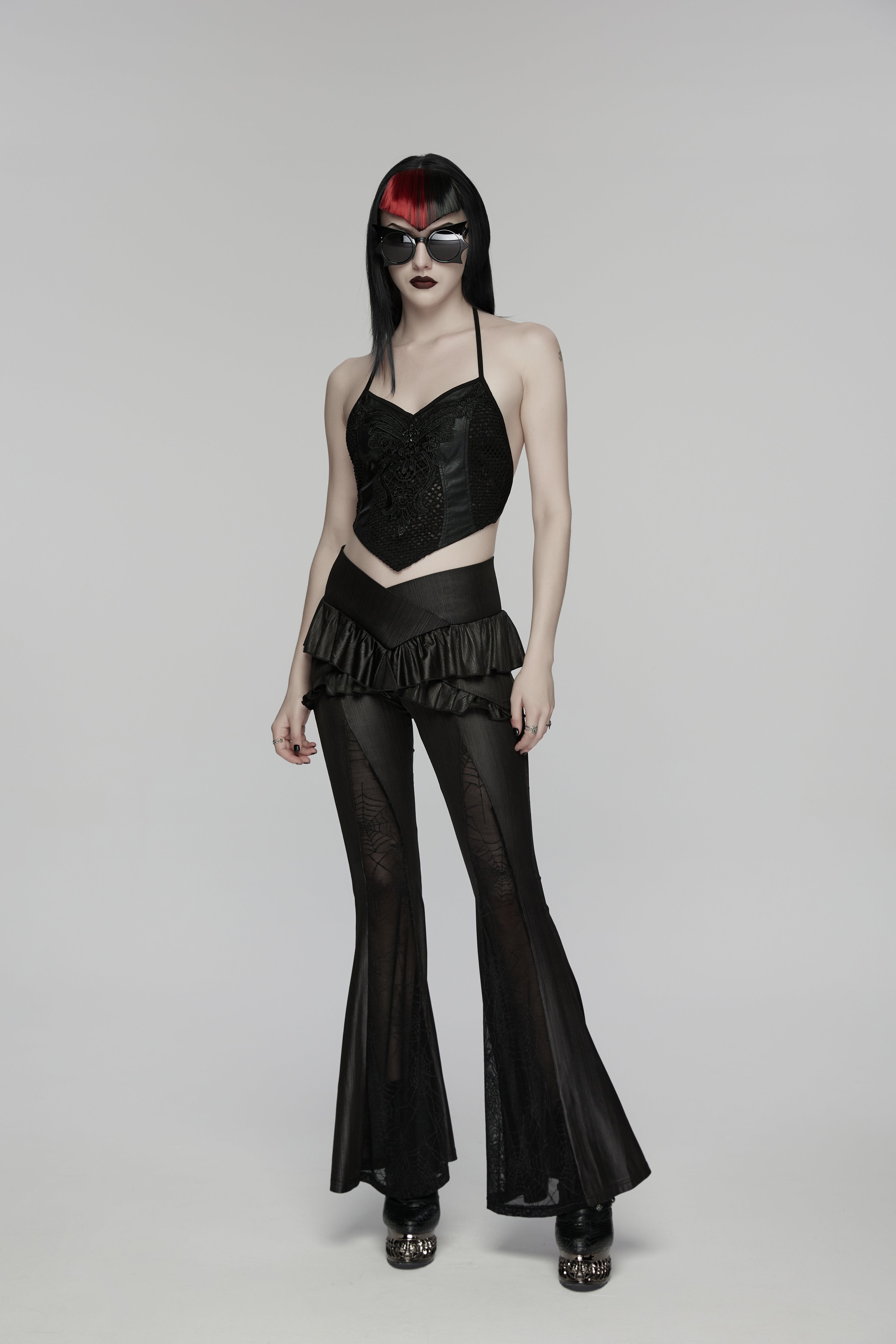 Punk Rave Bellatrix Goth Leggings Flares - Alt Flared Trousers