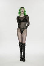 Punk Rave Cyberpunk Armor Mesh Bodysuit