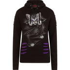BRIGHT EYES - Large Hood Ripped Hoody Purple-Black