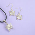Butterfly Charm Jewellery Set, Dangly Earring And Necklace Set In Gift Bag, Cord Or Chain Options