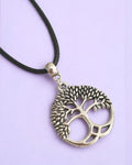 Tree Of Life Charm Necklace Silver Plated Or Waxed Cord Variable Lengths, Gift Packaged