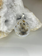 Natural Open Agate Geode Necklace - Silver Plated